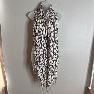 Penguin Viscose Full Length Braided Fringe Graphic Scarf